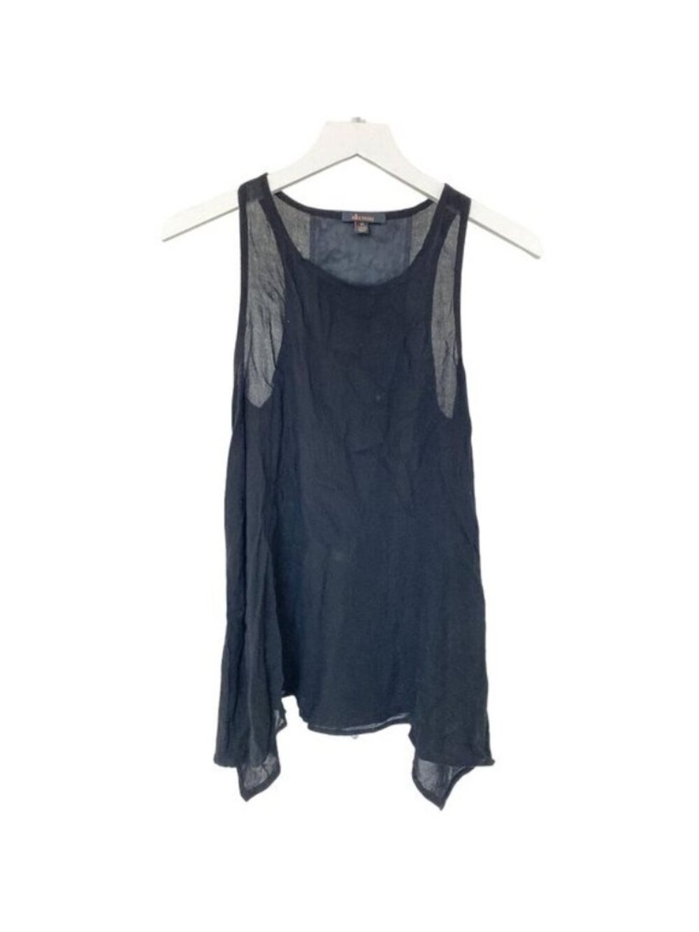Ella Moss Faux Leather Detail Tank Top Lightweight Tunic Style Hem